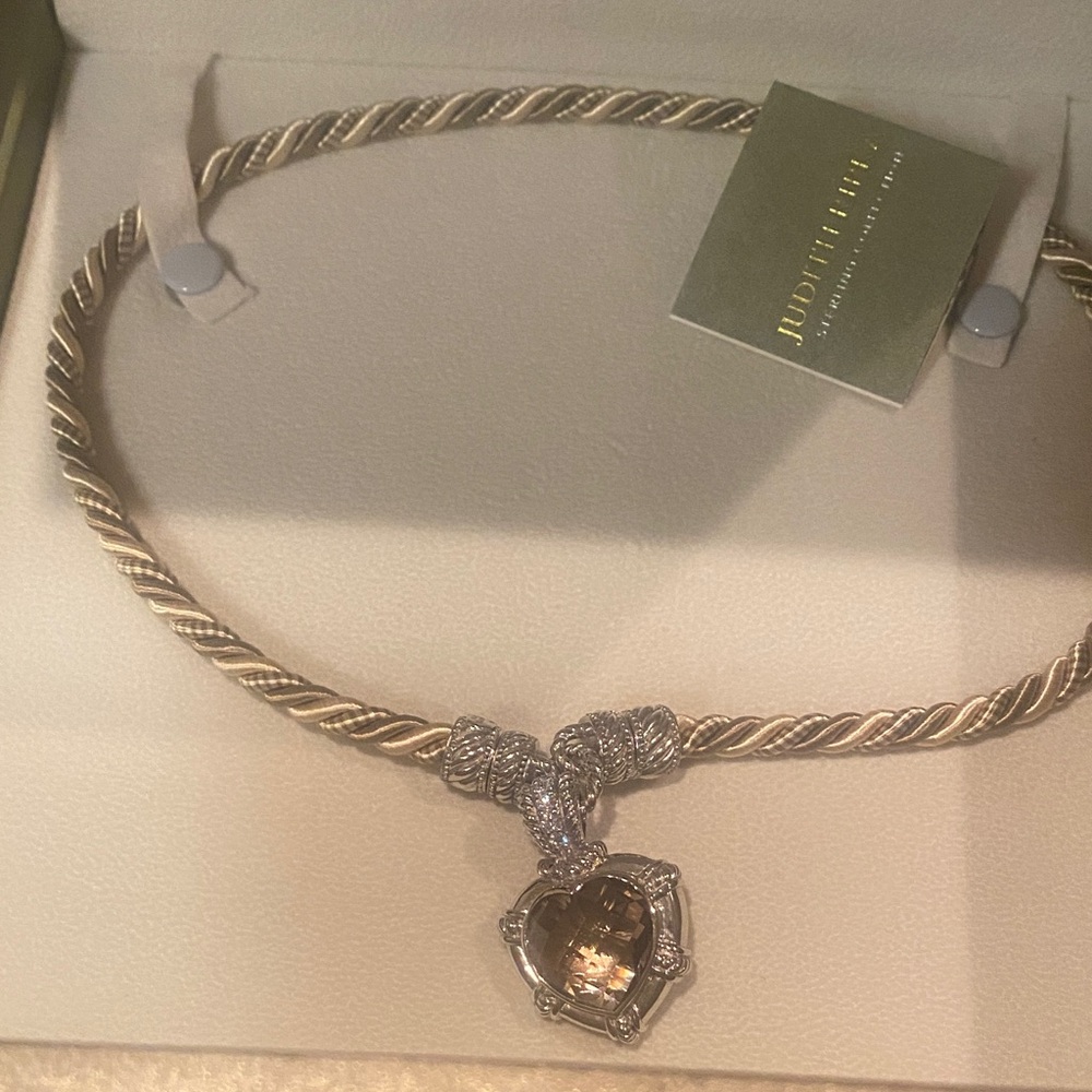 Judith Ripka Gold and Silver Heart Pendant Necklace
